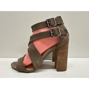 Steve Madden Sundance women size 9M taupe nubuck criss cross strap heel sandals